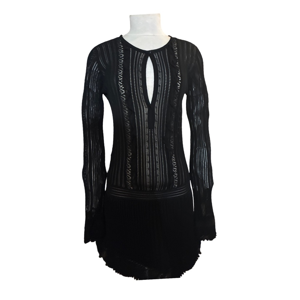 Roberto Cavalli Black silk knit Sheer mini Dress sz38 $449